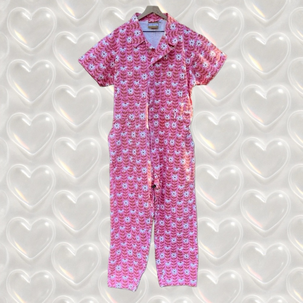 Big Bud Press Pink Daisy Chain Short Sleeve Jumpsuit Size 2XL